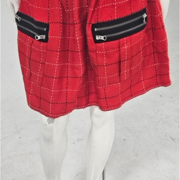 Anna Sui for Target Red Plaid MiniSkirt with Zipper Pockets - Picture 1 of 4